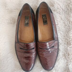 Men's Zelli Genuine Ostrich Brown Leather Loafers, Size 13M